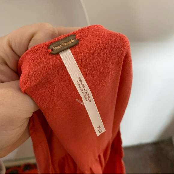 Free people slouchy cowl neck chiffon top in coral - Picture 7 of 9